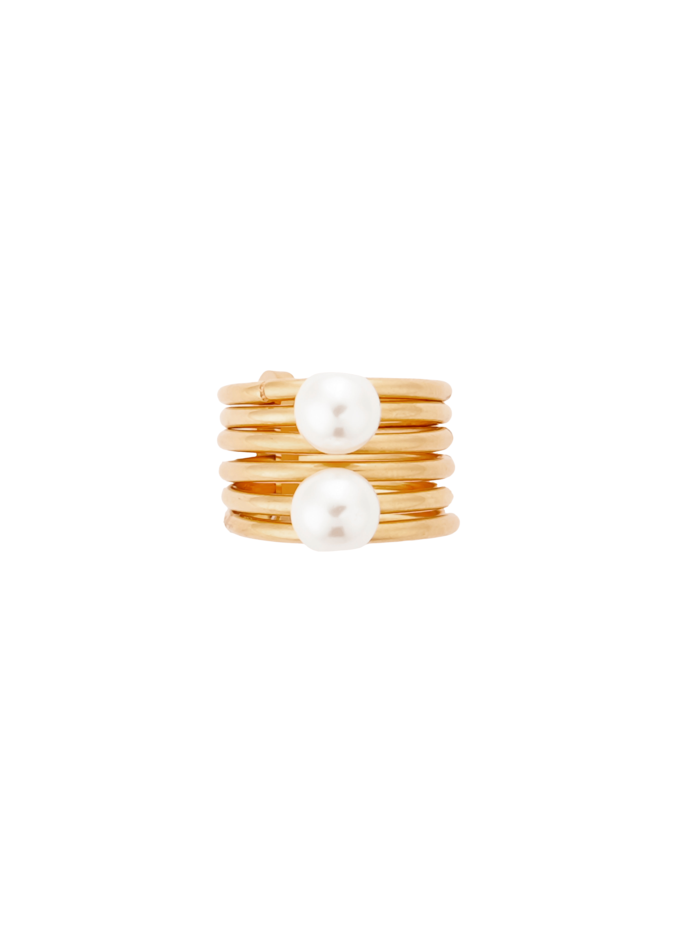 HERODOTE - Bague avec perle effet nacre en acier inoxydable | Doré