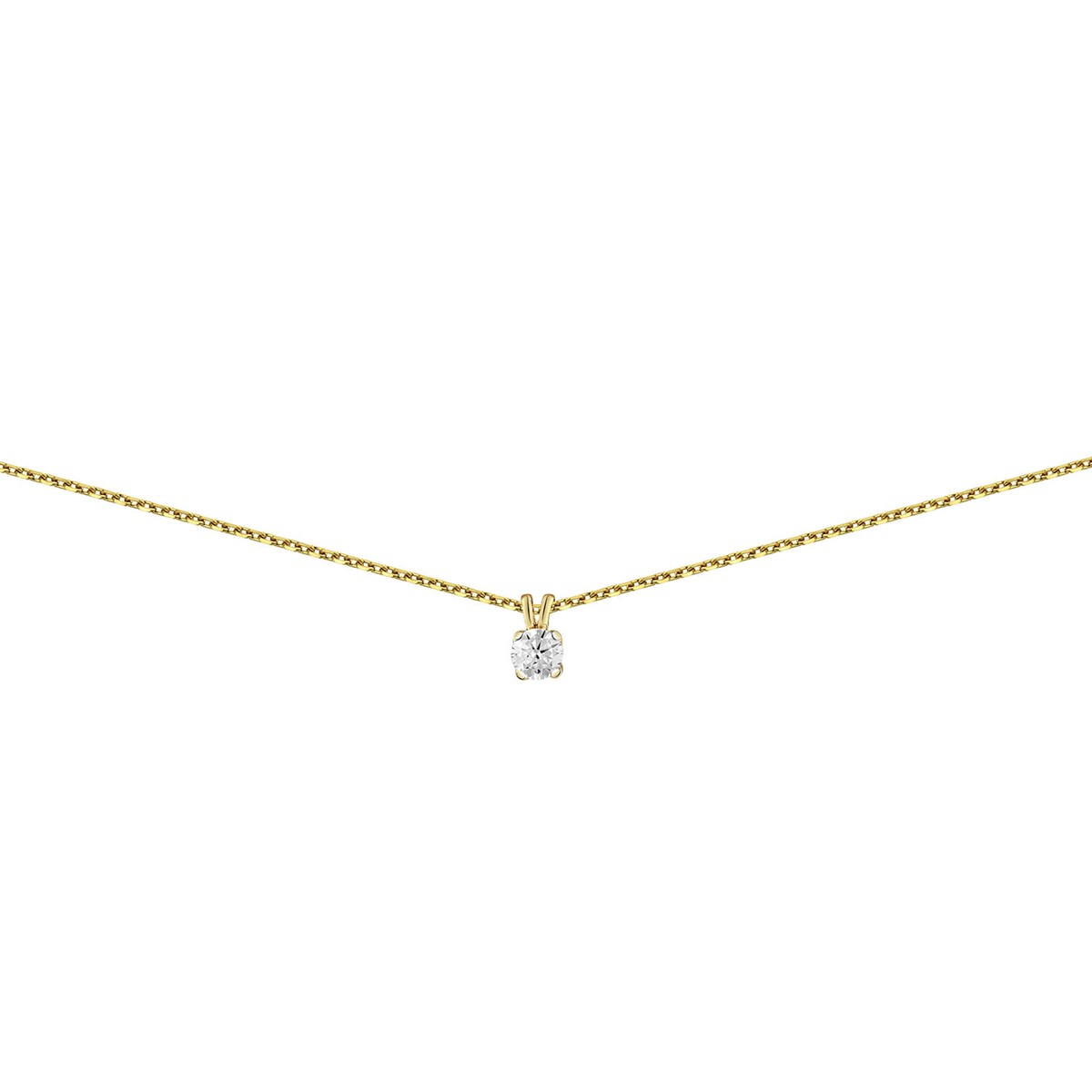 Collier solitaire diamant or 18 carats 0.10 ct