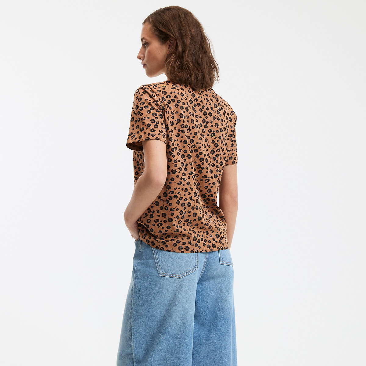 COLEÇÃO LA REDOUTE<br>Camiseta de manga curta com gola redonda e estampa de leopardo