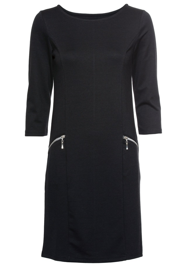 Laura Scott Jerseykleid Ziertaschen festlich,  kurzes Kleid,  figurbetont,  aus Milano-Ribstoff