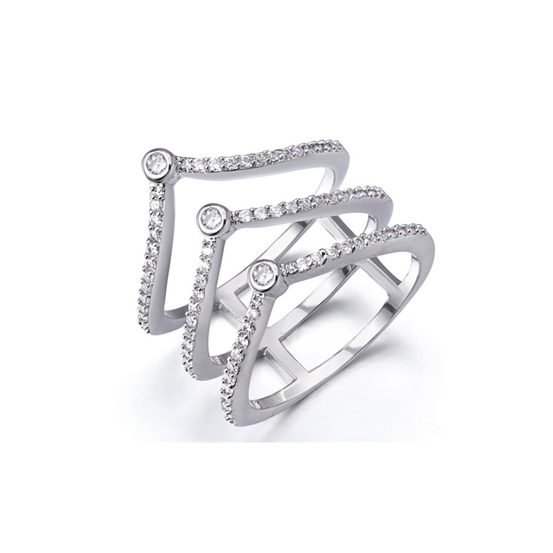 Bague orné de cristal de Swarovski Blanc et Plaqué Rhodium