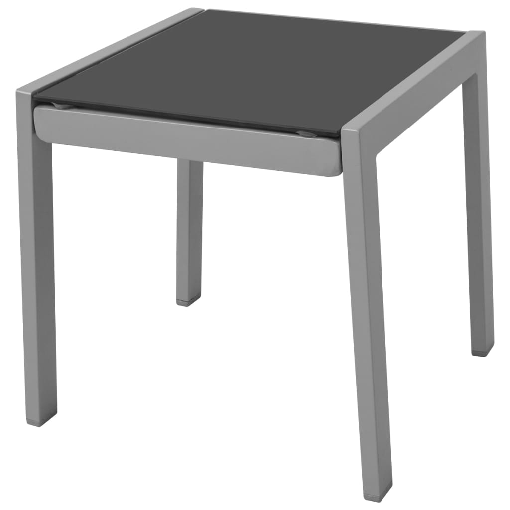 Lot de deux chaises longues transat avec table aluminium noir