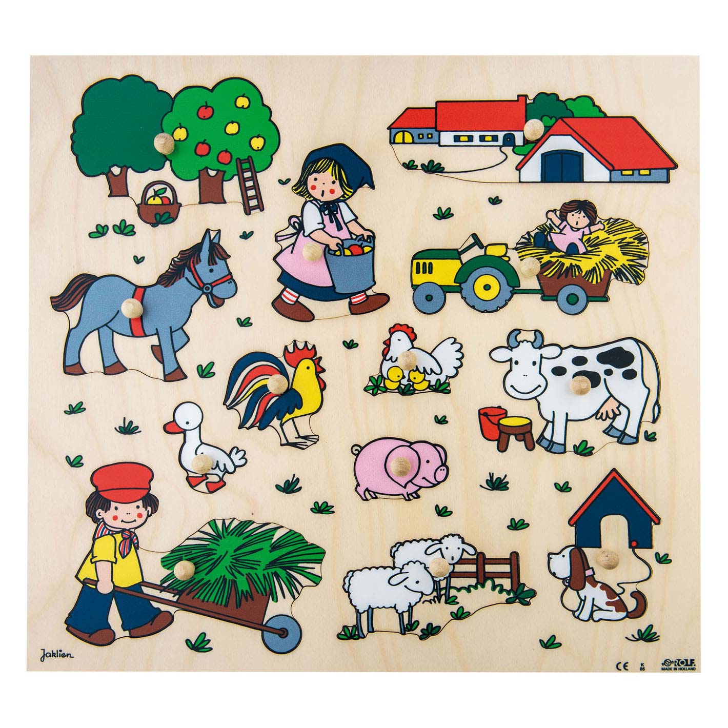 Rolf - Noppenpuzzel Hout Boerderij, 13st.