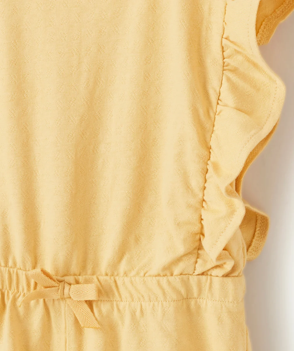 COMBISHORT BÉBÉ FILLE EN COTON JAUNE AVEC VOLANTS