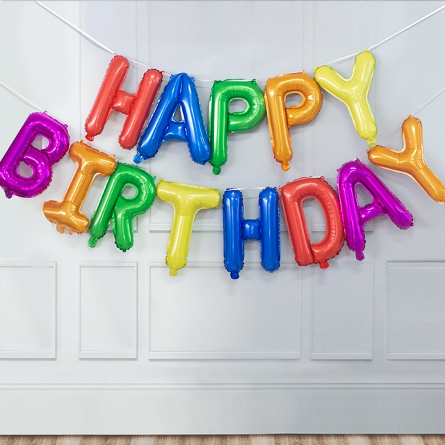 (40cm) Happy Birthday Ballon Girlande Party Dekoration Accessoires Luftballons - Bunt