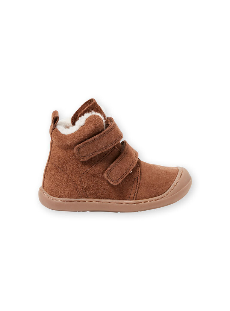 Boots flexible croûte de cuir marron bébé garçon