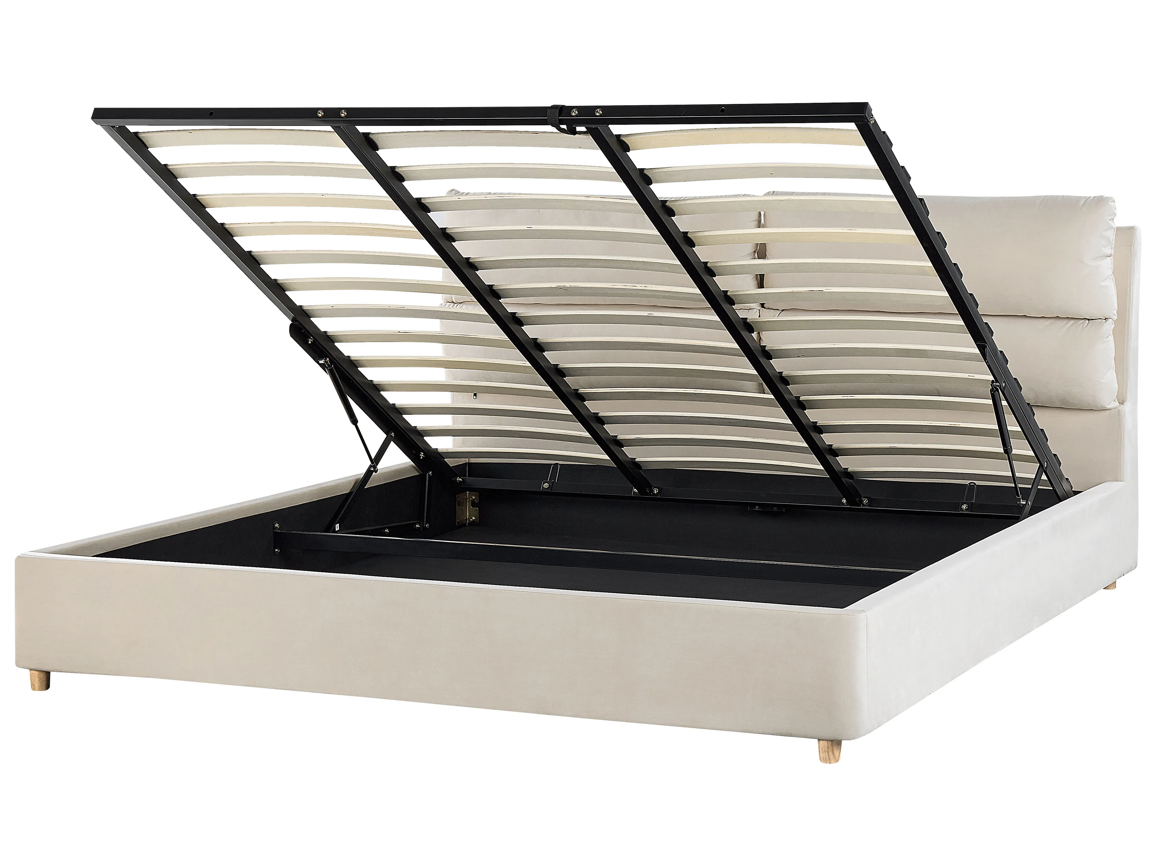 Bed met opbergruimte Fluweel BATILLY 180 x 200 cm Lichtbeige