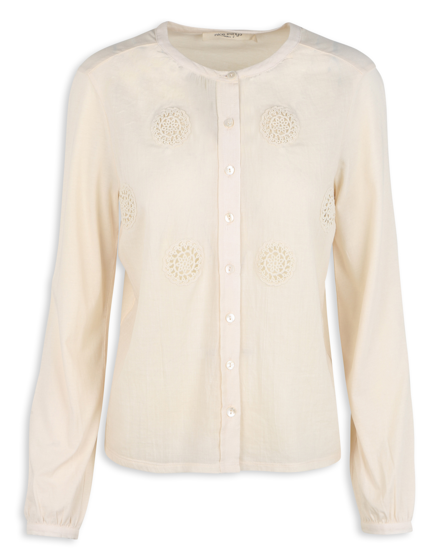 Top col rond en coton | Beige