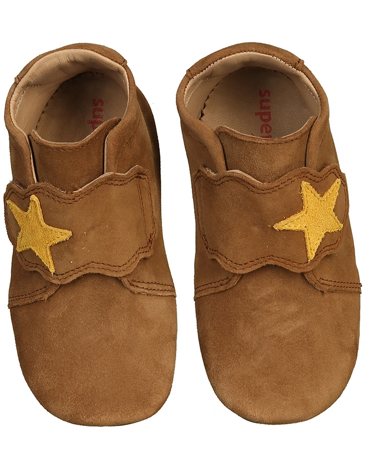 Klett-Krabbelschuhe PAPAGENO - STERN in braun