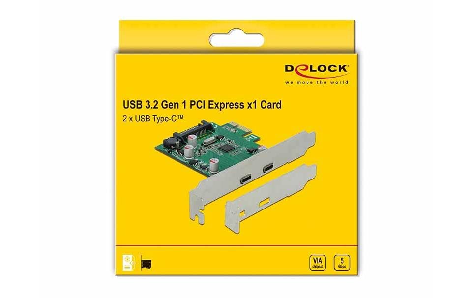 PCI-Express-Karte 90493 USB-C - 2 Port, LP2 x SuperSpeed USB 3.2 Gen1, 1 x SATA Strom