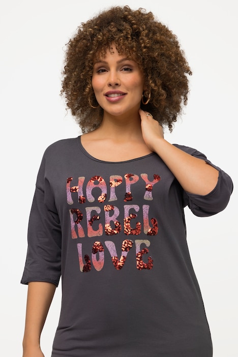T-Shirt, Schriftmotiv, Oversized, Rundhals, Halbarm