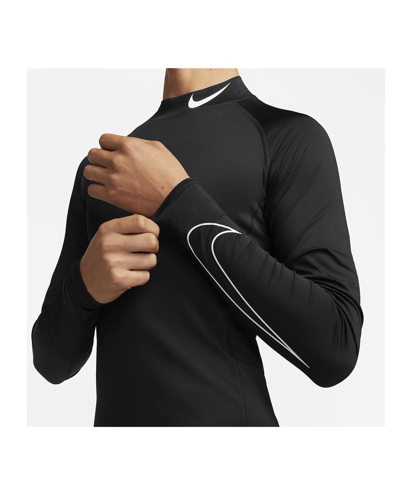 Nike Pro Mock langarm Training Schwarz F010