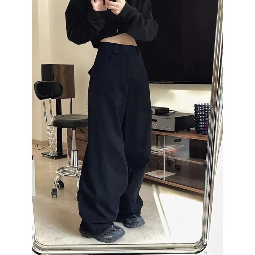 Litoya - Hoge taille effen wijde broek