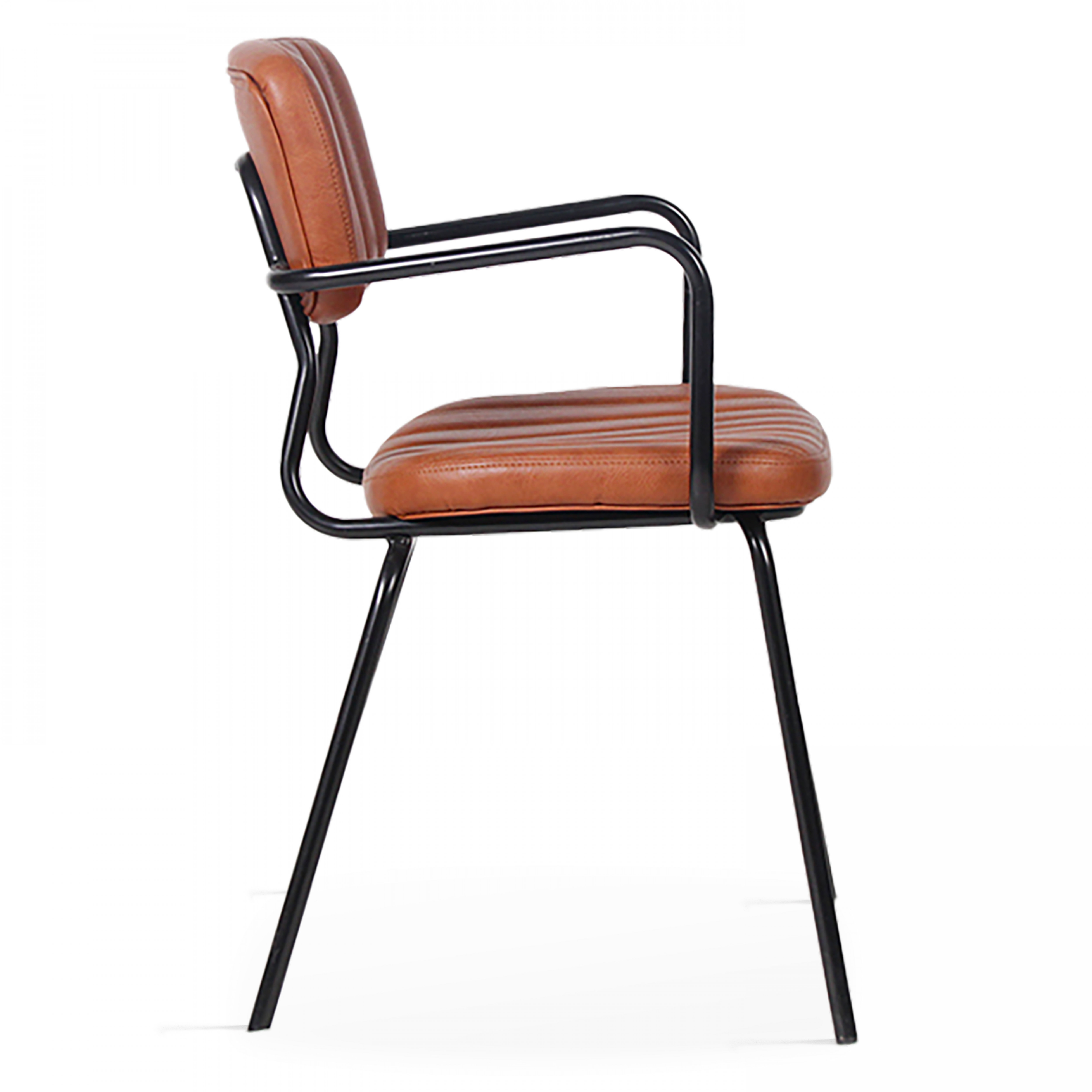 Lot de 2 chaises avec accoudoirs en textile enduit marron foncé