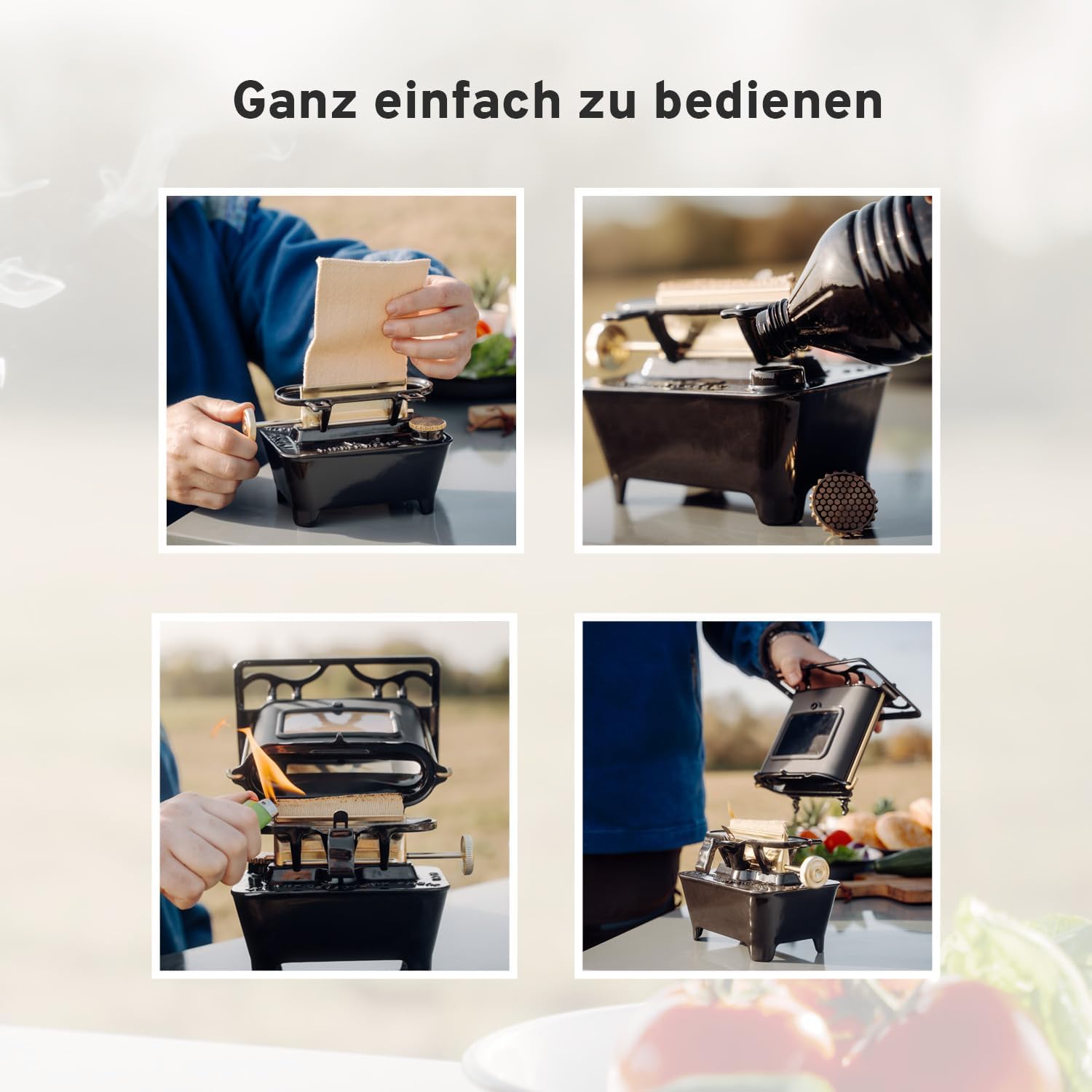 CAMPWERK Petroleum Outdoor Feuer Camping Kocher mit Steak Grillplatte – Iron Camping Cooker Stove mit Tasche & Spezial-Docht