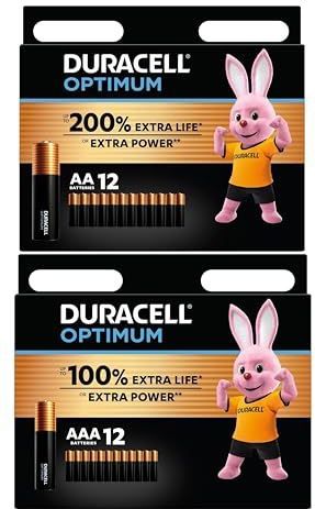 24 x Duracell (AAA en AA) Optimum (1 blisterverpakking met 12 AAA-batterijen en 1 blisterkaart met 12 AA-batterijen), 24 batterijen (MX2400/mini-stijl/micro en MX1500/stijl/micron)