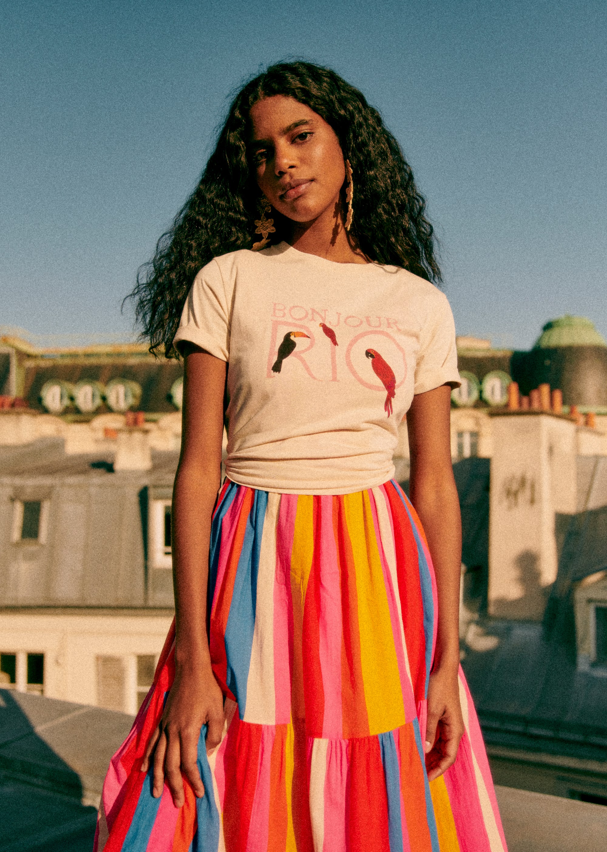 T-Shirt Bonjour Rio - Sézane x FARM Rio - Crème / Multico - E-SHOP/T-SHIRTS 5905377