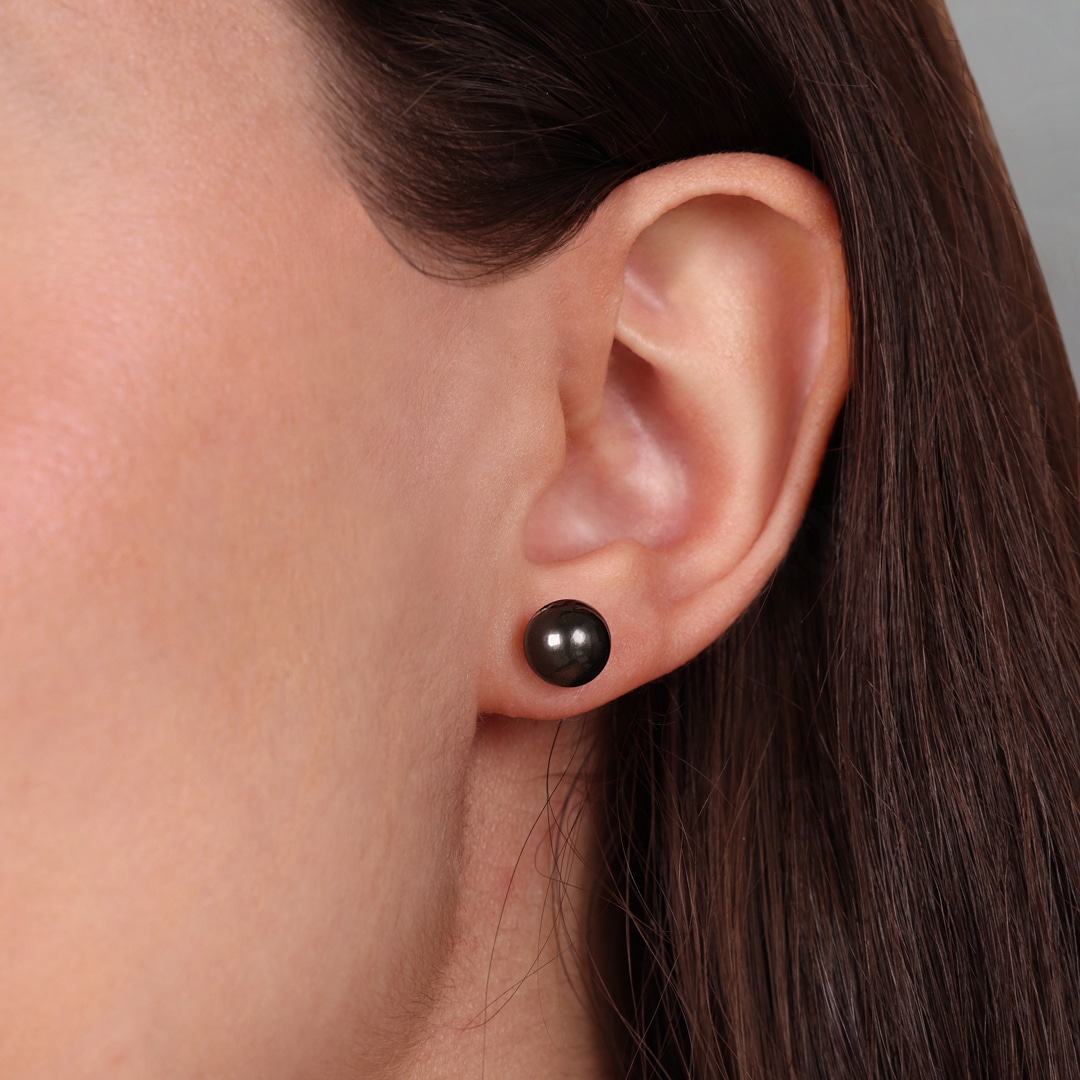 Ohrstecker 750/18 K Gelbgold mit Tahiti-Kulturperle Ø 8mm