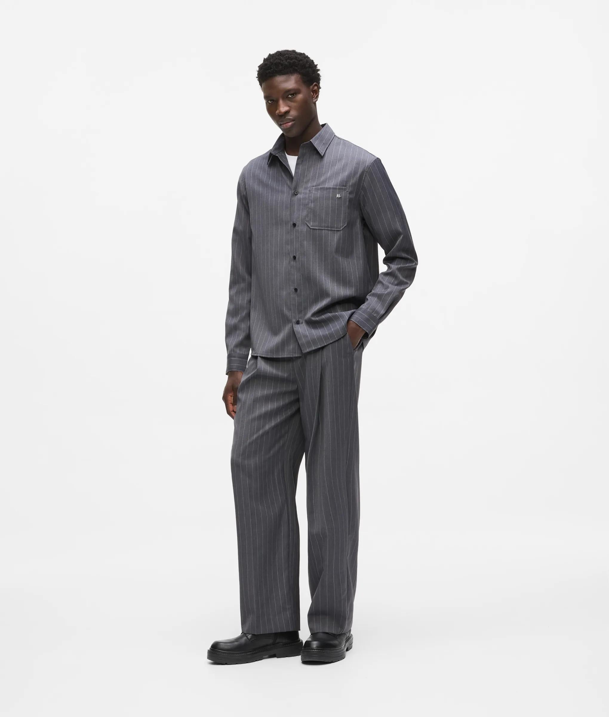 Gestreept wollen blend shirt