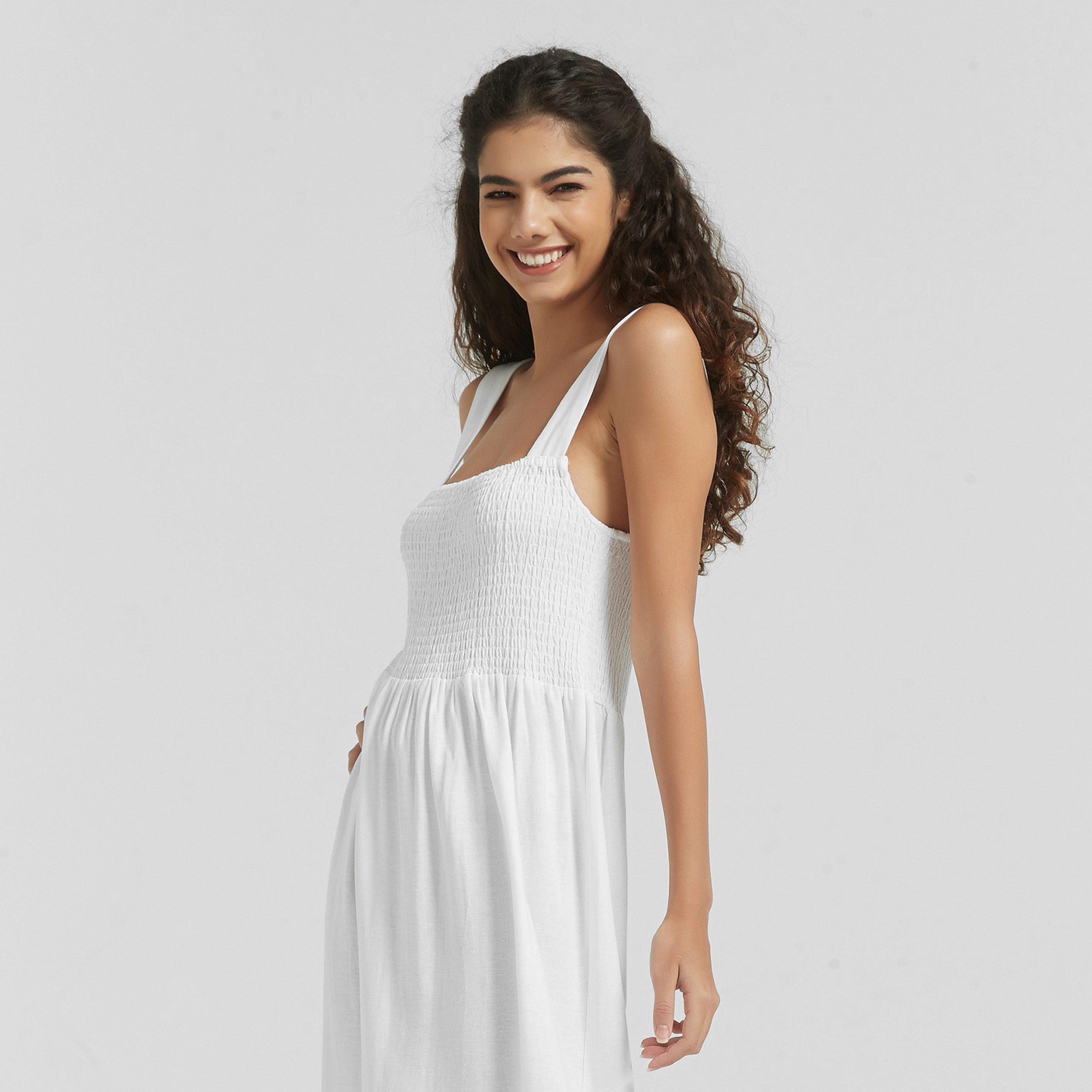 Be You Linen Linen Shirred Dress