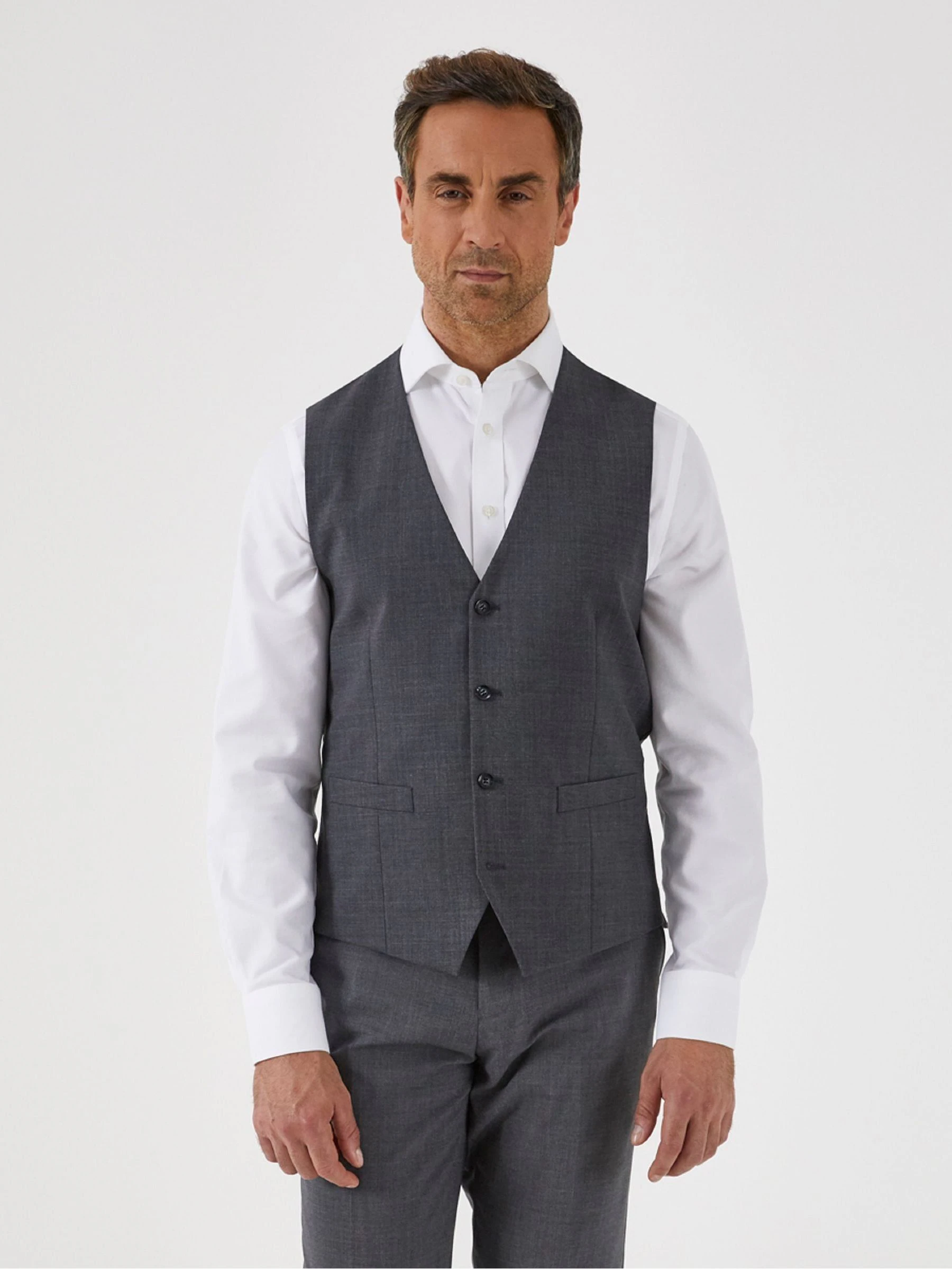 Grijs - Skopes Darwin gilet met single breasted en hoog wolgehalte