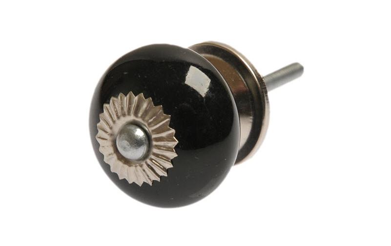 Möbelgriff handgemacht, Ø 3.8 cm, Schwarz/SilberMöbelknauf einfarbig