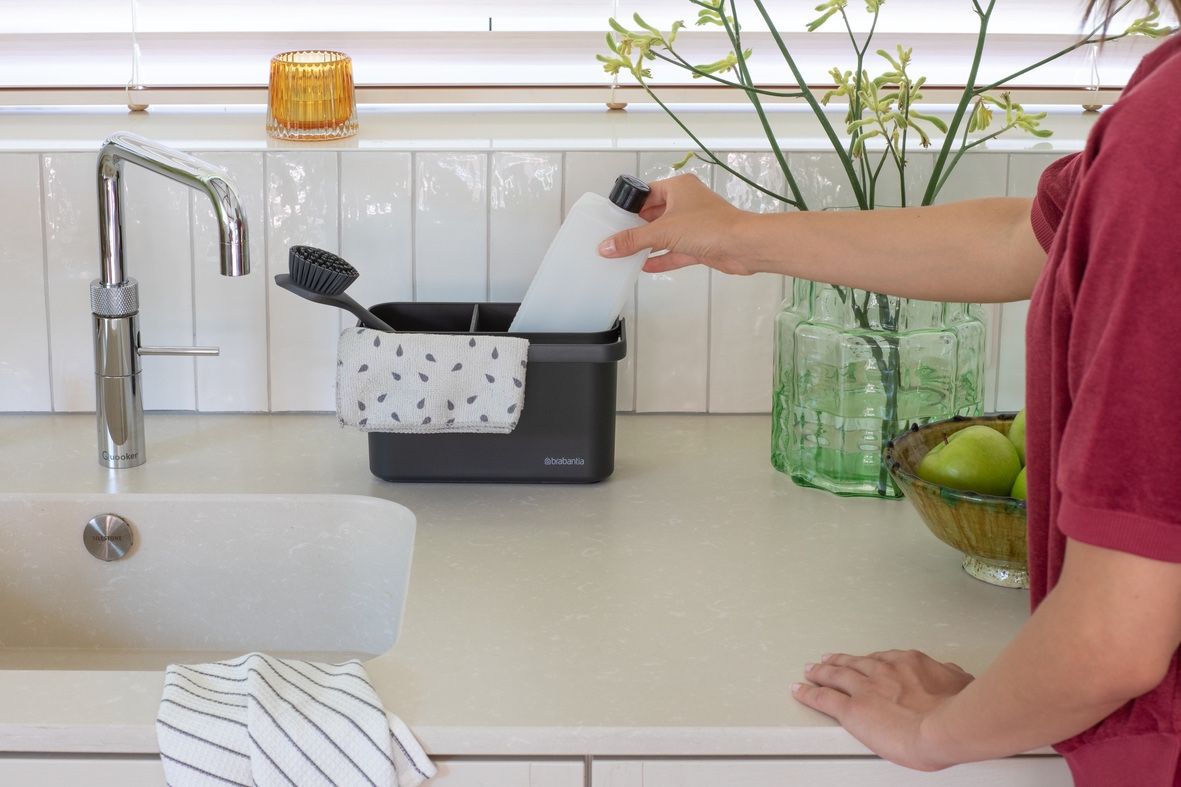 Sink Side Aanrecht organizer met vaatdoekhouder - Dark Grey
