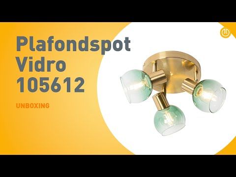 Art Deco plafondspot goud met groen glas 3-lichts - Vidro
