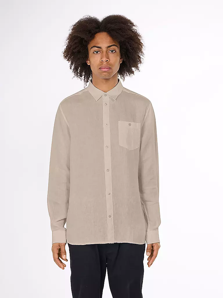 KNOWLEDGE COTTON APPAREL Leinenhemd beige