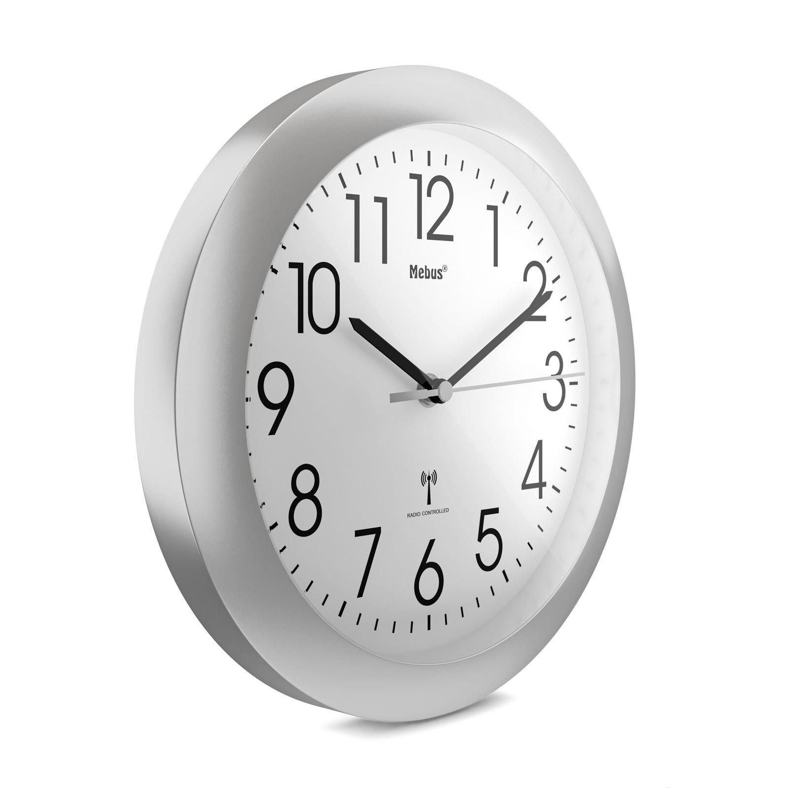 Mebus Funk-Wanduhr 25 cm silberfarbig/schwarz