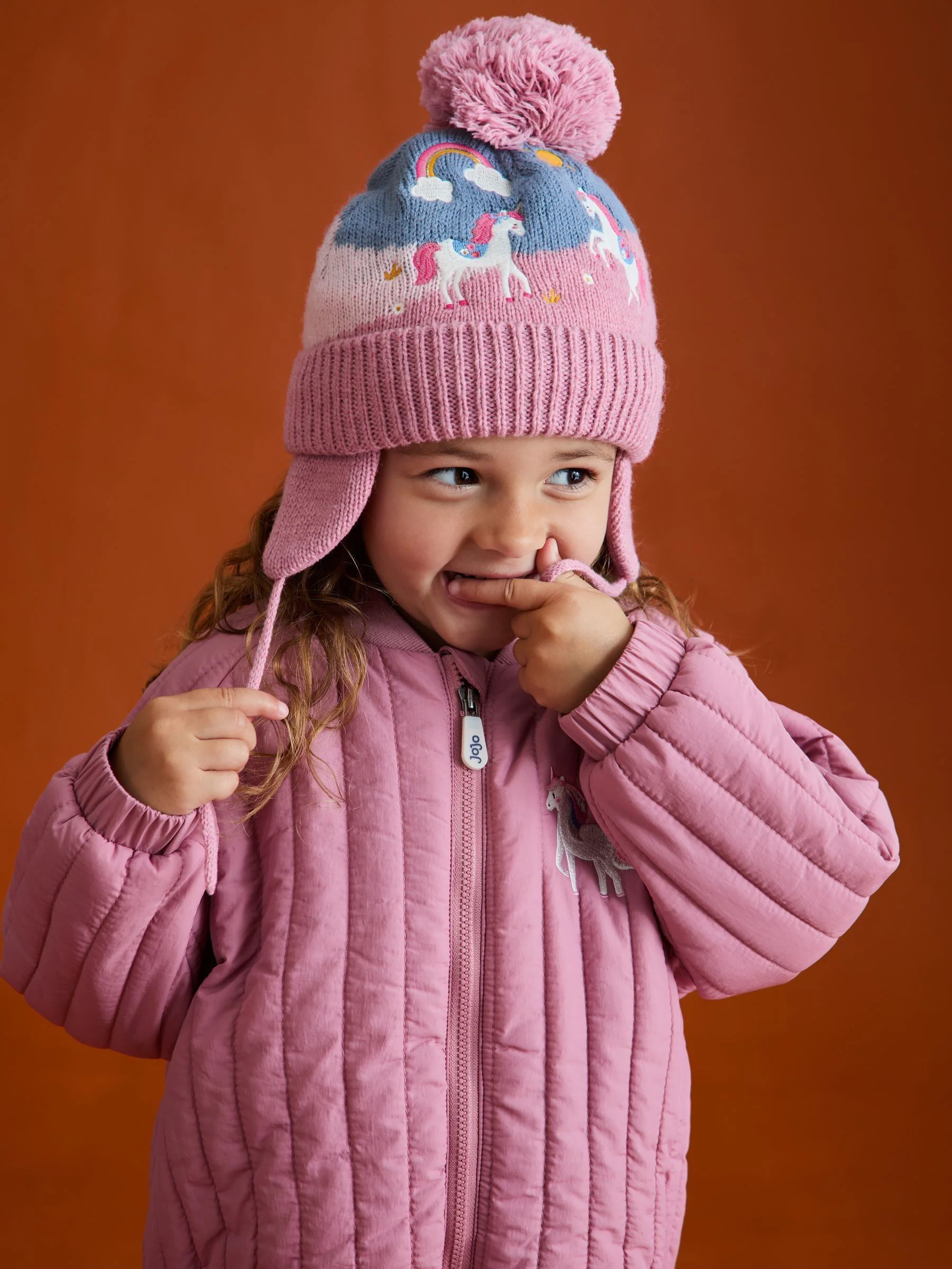 Roze met eenhoornprint - JoJo Maman Bébé - Fairisle-muts