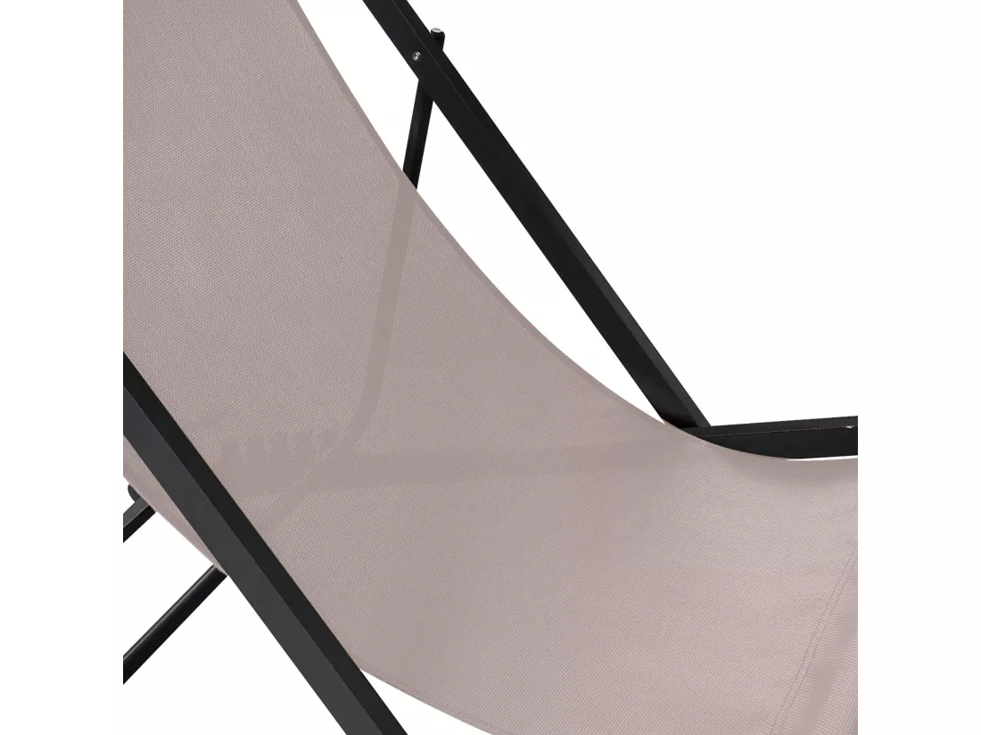 Chaise Longue Pliable Rebecca Mobili Sarson 93x58x92 Polyester Aluminium Beige Gris Foncé