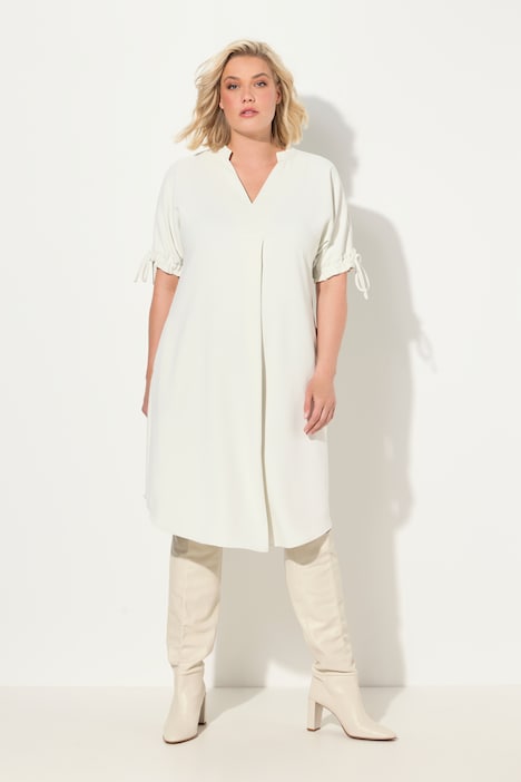 Minikleid, Krepp, Oversized, V-Ausschnitt, Halbarm