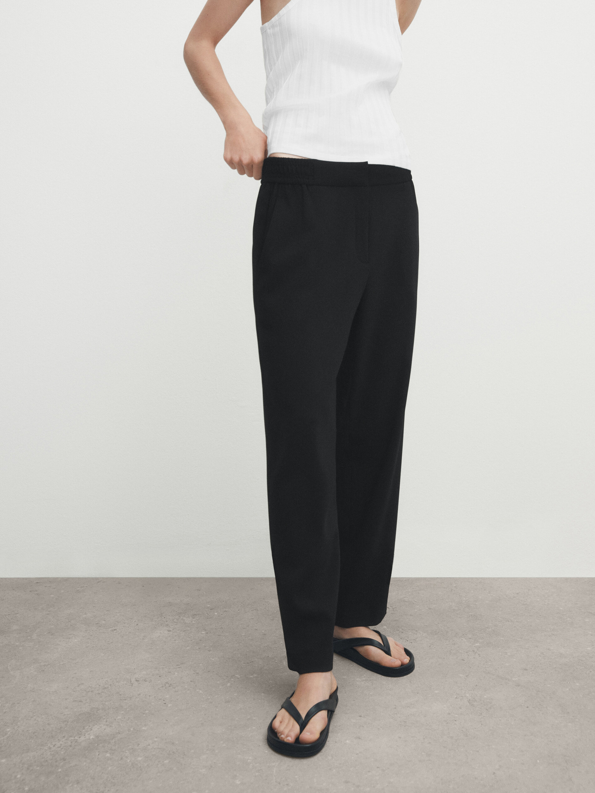 Calça crepe reta - NEGRO