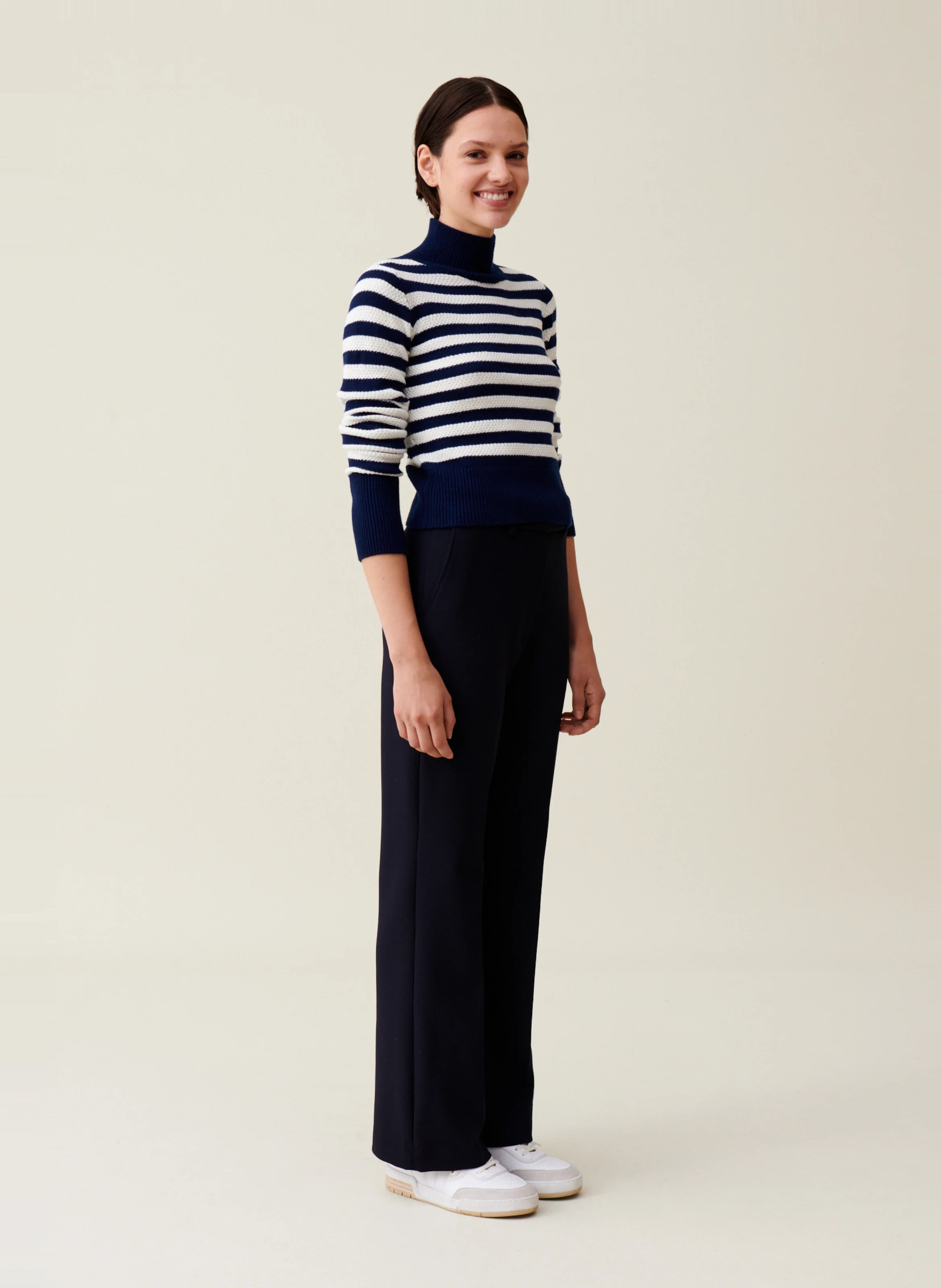 Pull marinière col montant | Multicolore