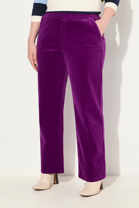 Cordhose, weites, gerades Bein, Elastikbein
