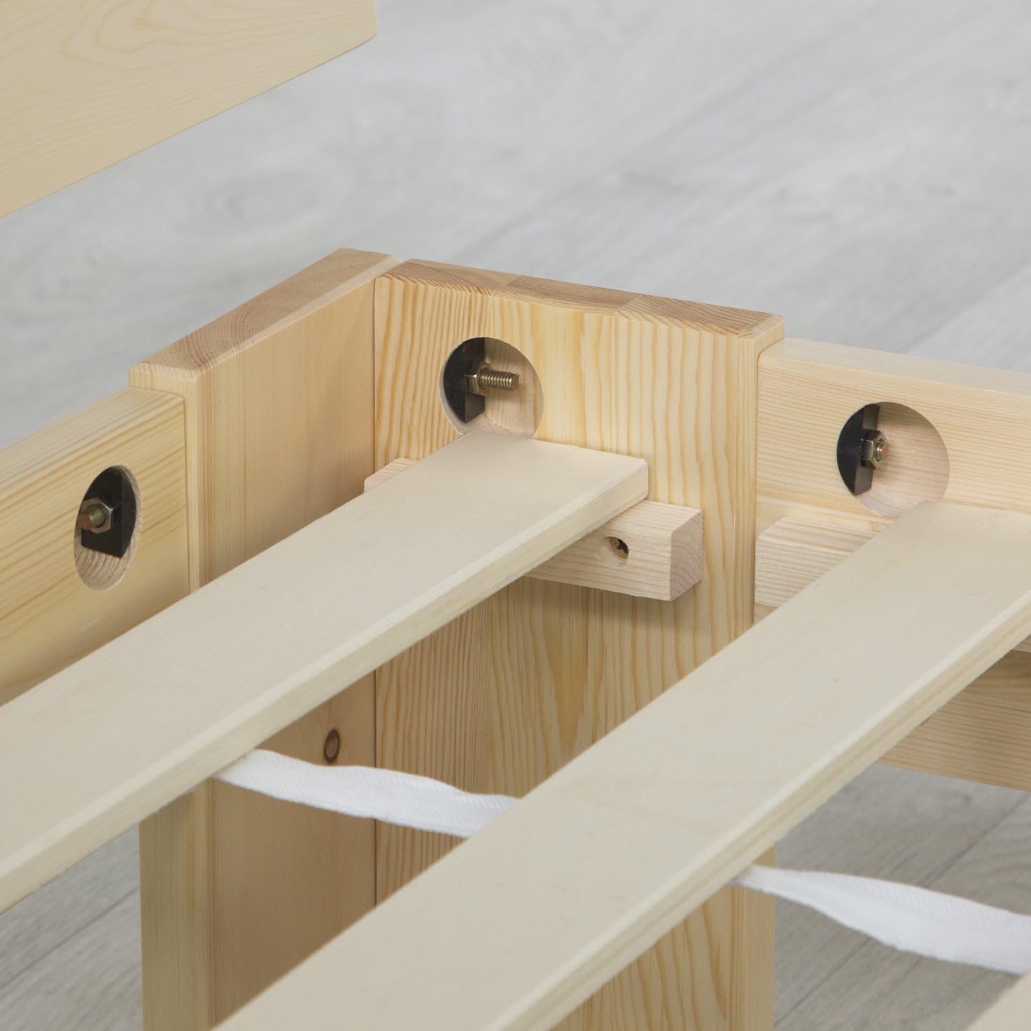 Homestyle4u Holzbett 160x200 cm Natur Doppelbett mit Lattenrost Massiv aus Kiefer Bett Naturholzbett, Robust und Modern | Artikel 1838