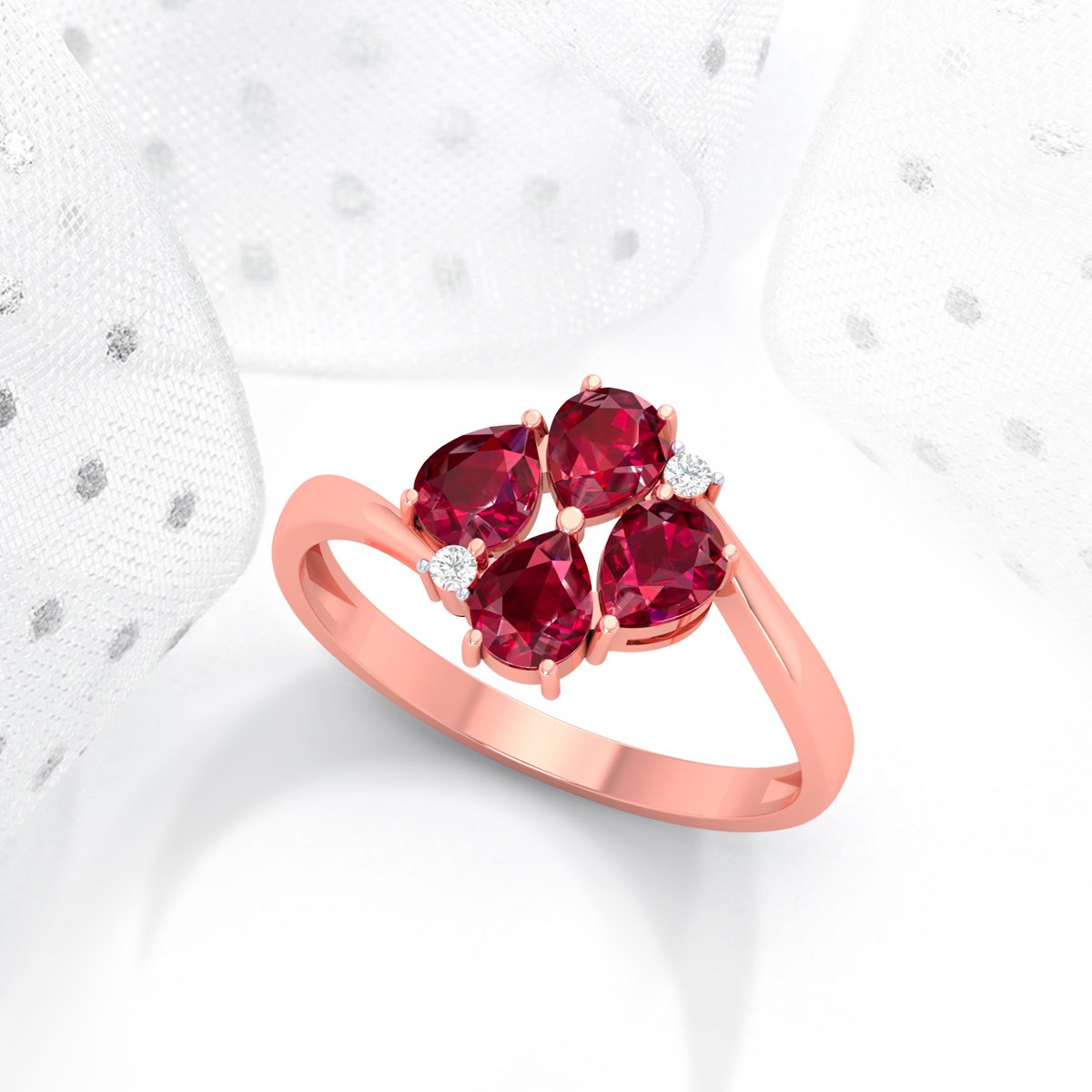 Bague ADEN Or 585 Rose Rubis et diamants 1.87grs