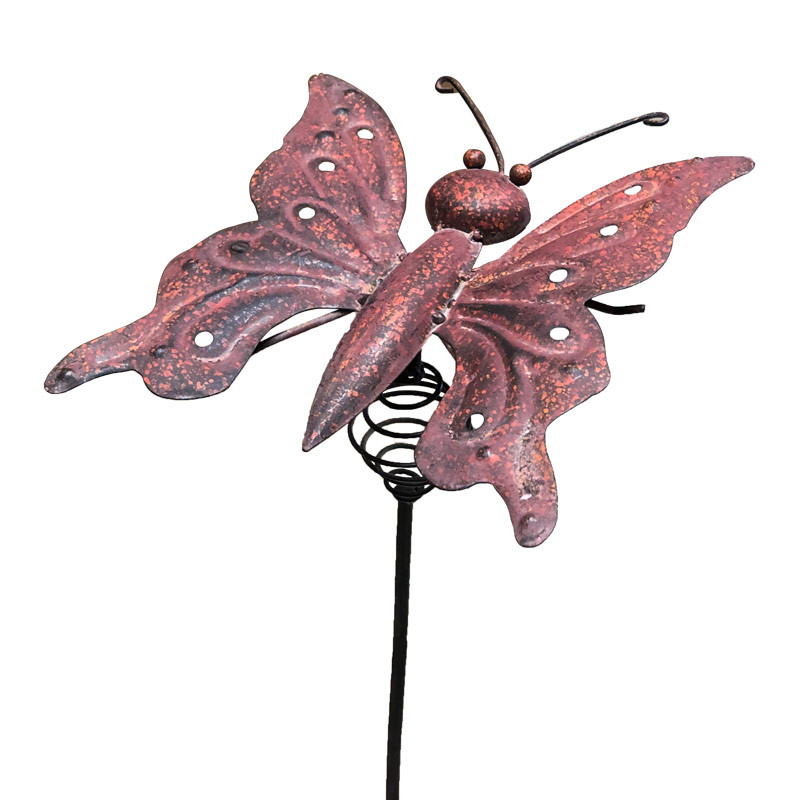 Tuteur mobile papillon fer rouge 23x22x122cm