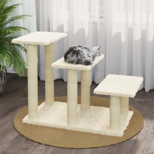 Arranhador para gatos Vidaxl em formato de escada, cor creme