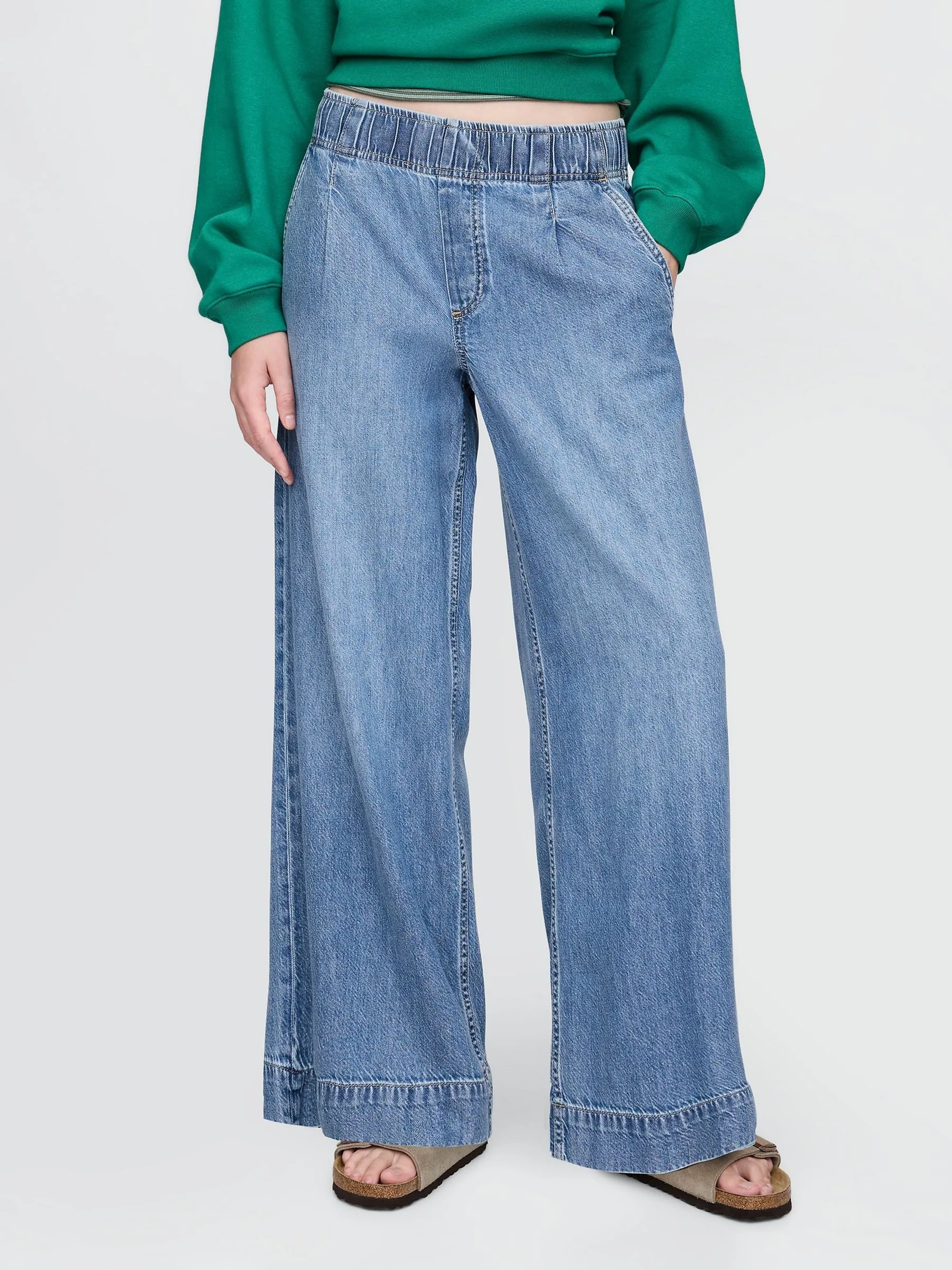 Blauw - Gap UltraSoft Easy Baggy jeans met halfhoge taille