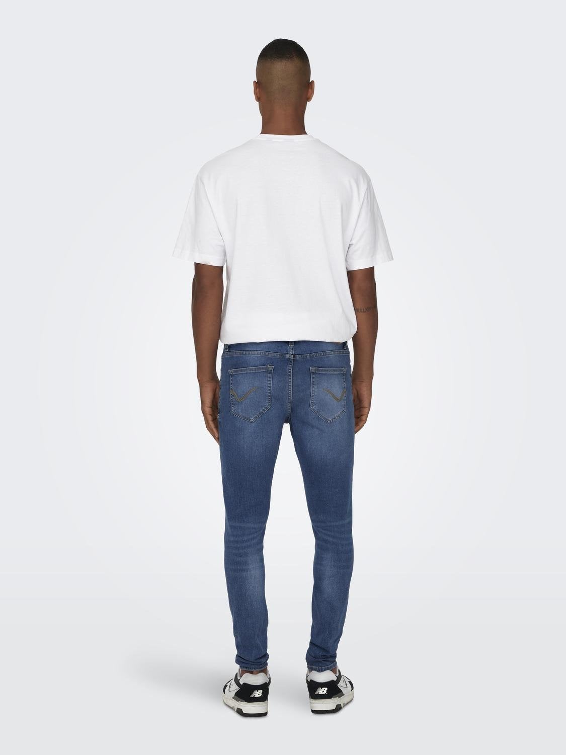ONSFLY Mid Rise Spray on Fit Jeans Medium Blue Denim