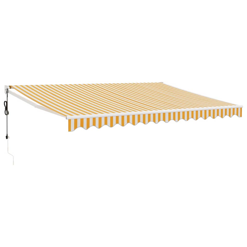 Auvent rétractable automatique jaune et blanc 4,5x3 m