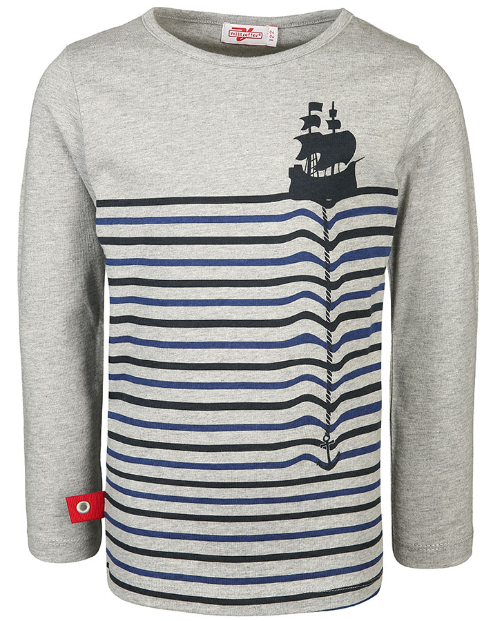 Langarm-Shirt SEGELBOOT MIT ANKER in grau