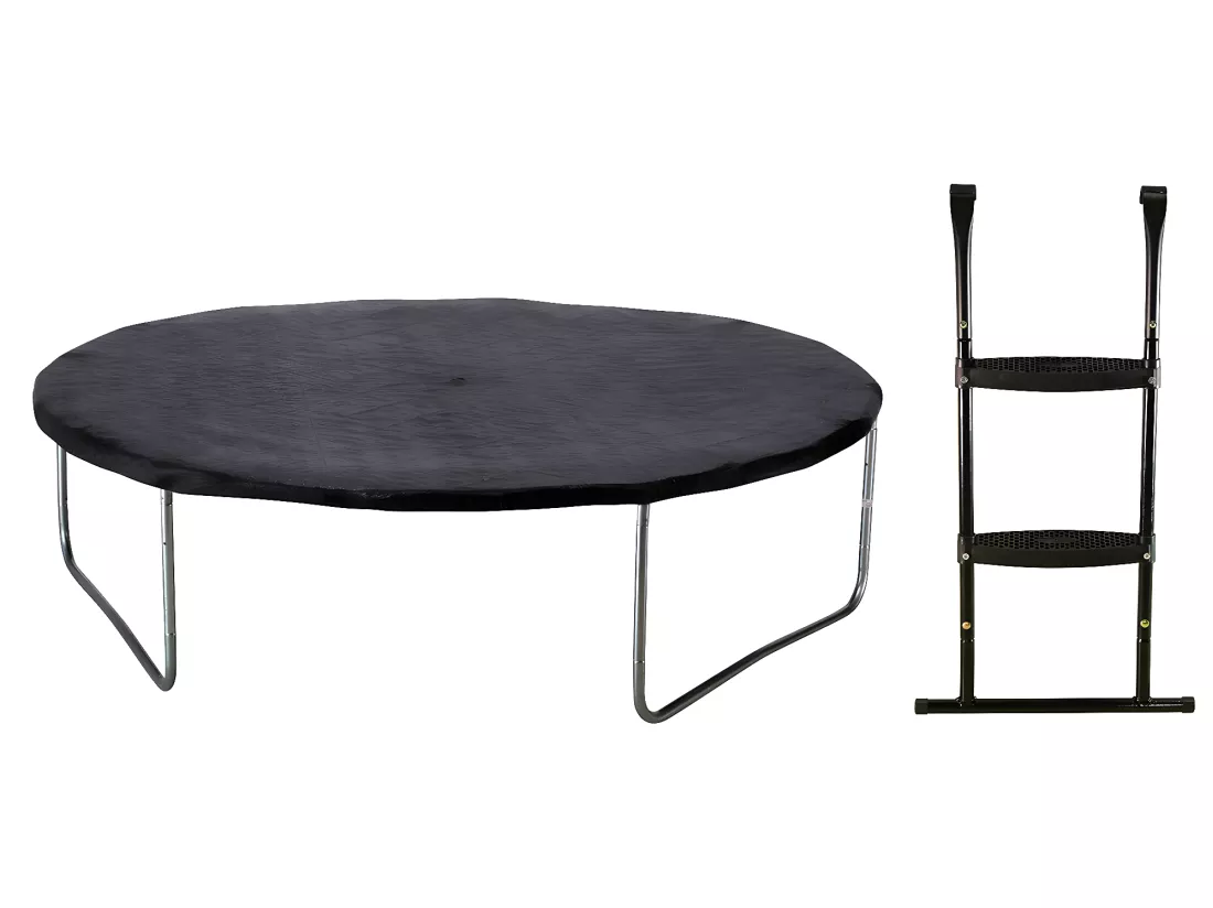 Kangui - Trampoline de jardin 244 cm + filet de sécurité + échelle + bâche de protection JUMPI Vert/Noir 250