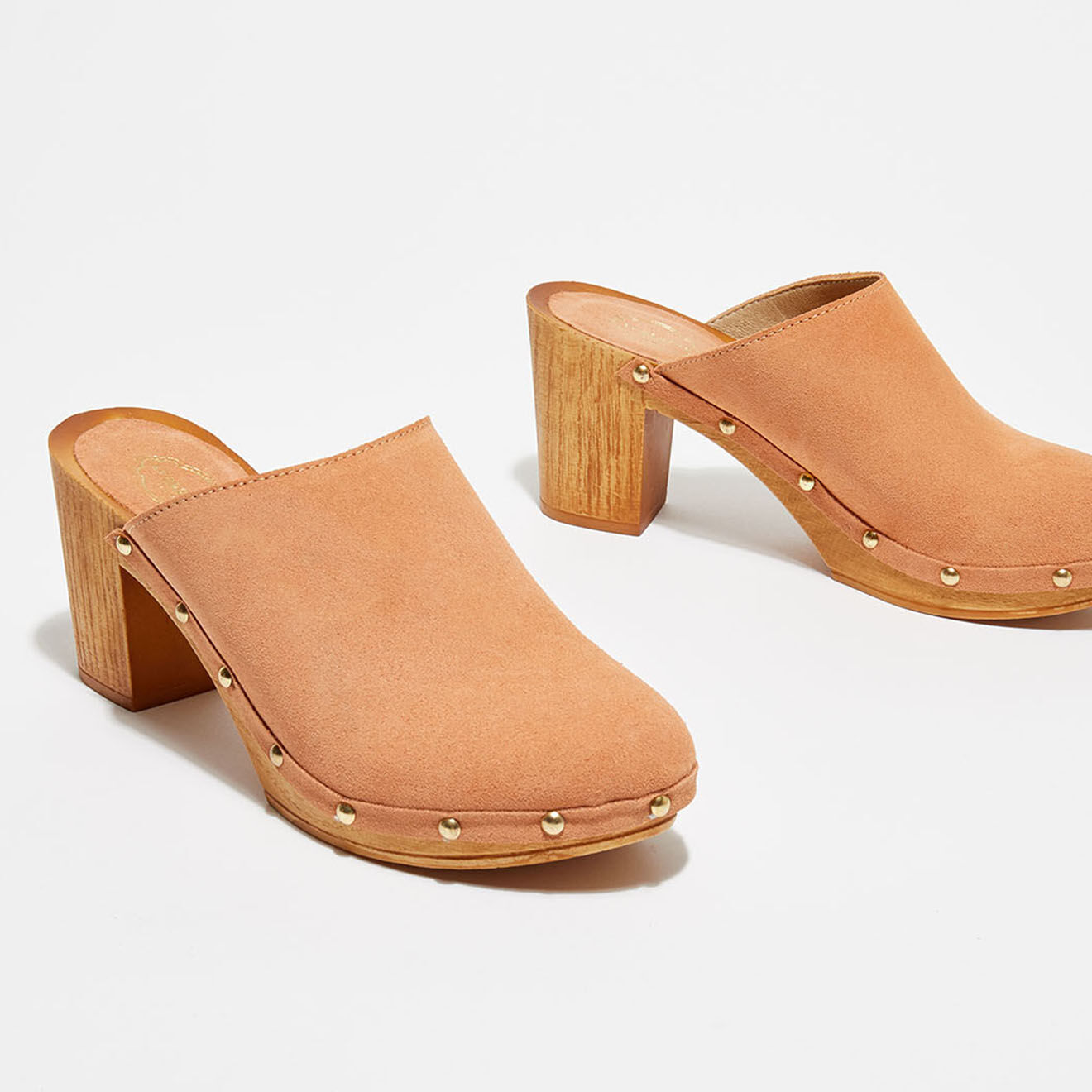 Apologie Studio Sabots en Velours de Cuir Aria blush - Talon 8 cm