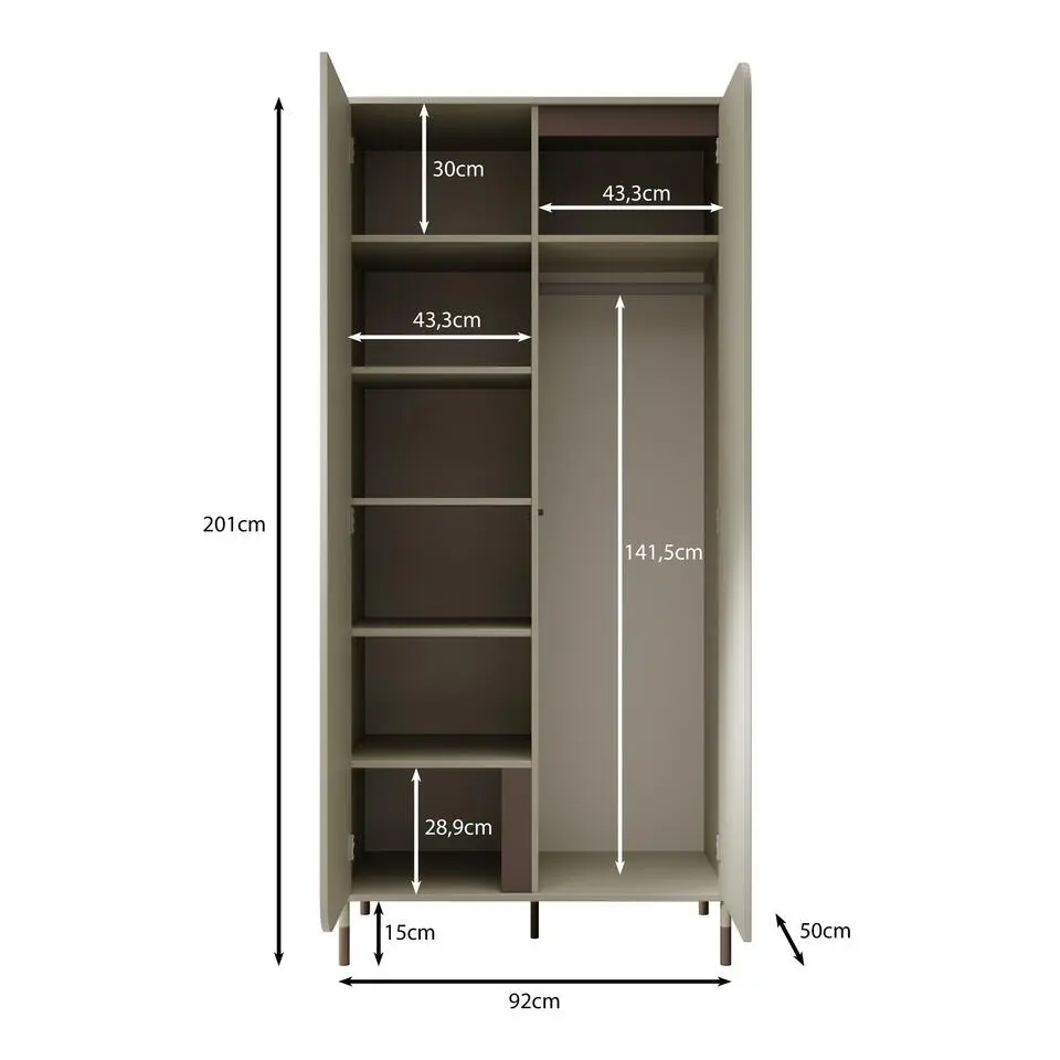 Meubella - Kinderkledingkast Hill - Beige - 92 cm