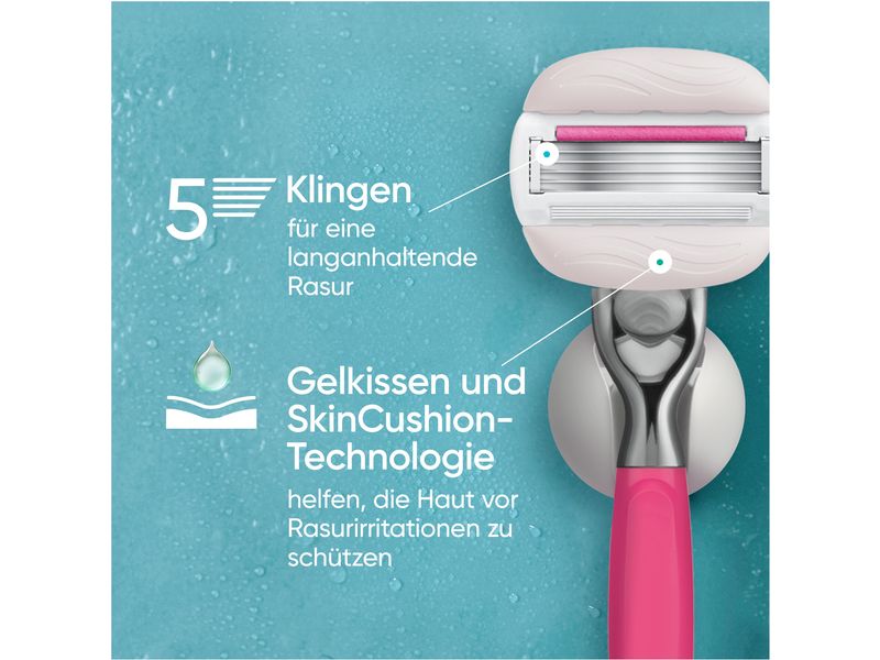 Gillette Venus Rasierklingen Pro ComfortGlide 6 Stück Ersatzklingen für Damen mit langlebigem Metallhandstück und Duschhalterung