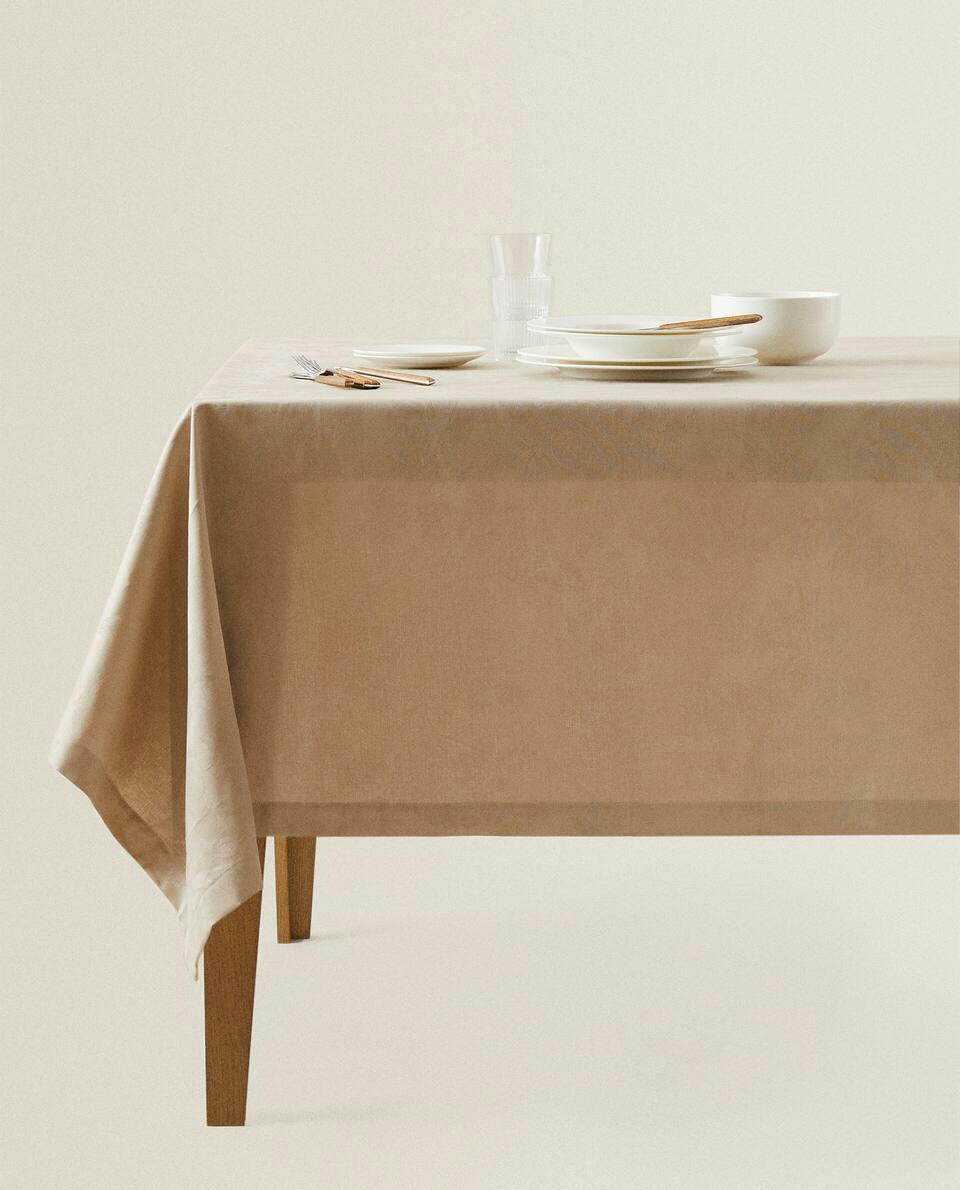 TOALHA DE MESA FLORAL JACQUARD