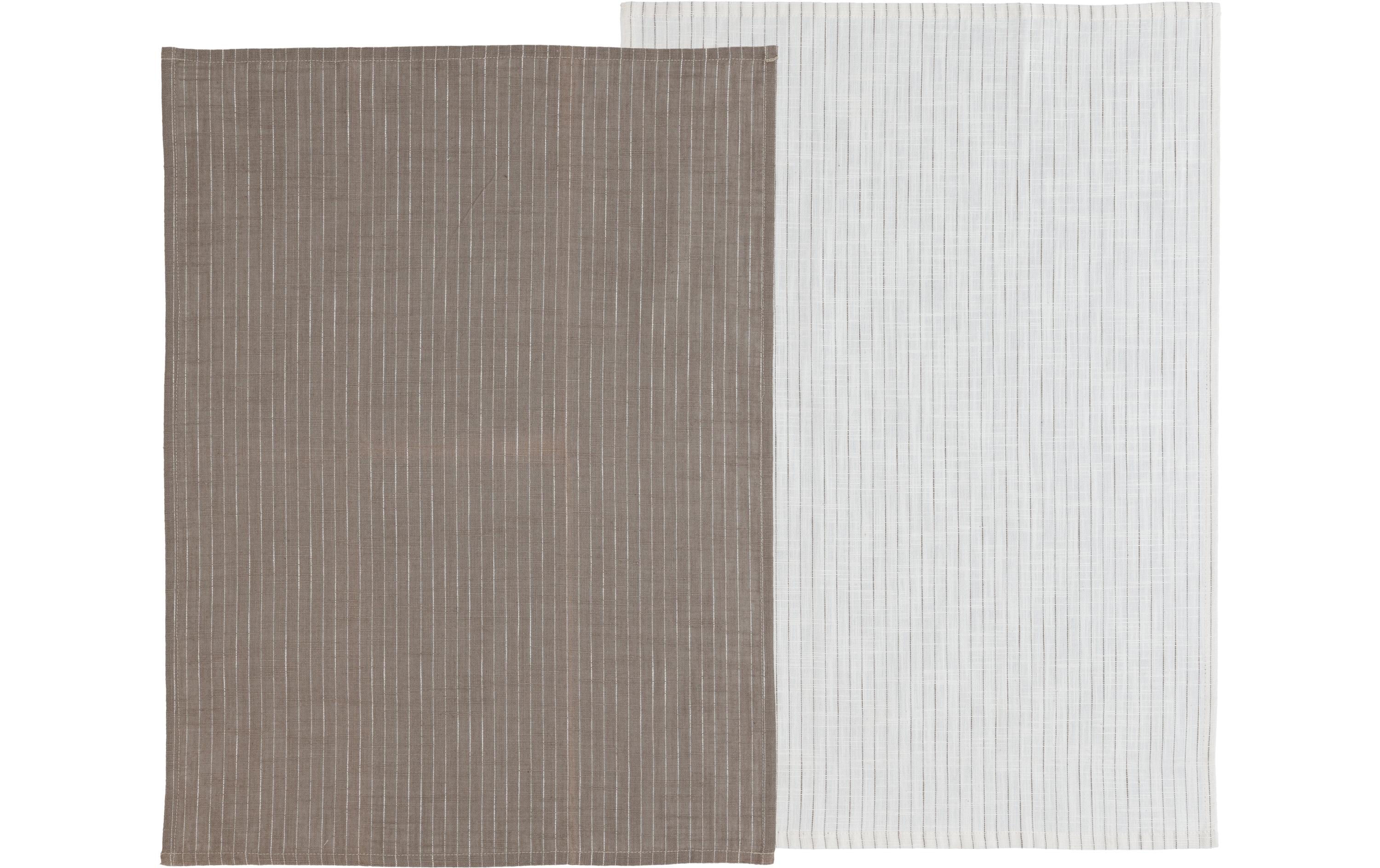 Geschirrtuch-Set Chambray Soft 2 Stück, Taupe/WeissGeschirrtuch Set aus Bio-Baumwolle